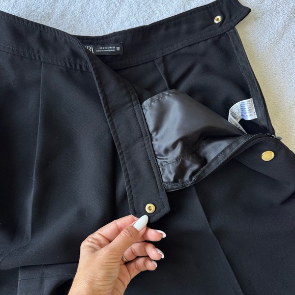 Zara Black High Waist Shorts with Gold Accents flat front side zipper size S - Picture 8 of 11